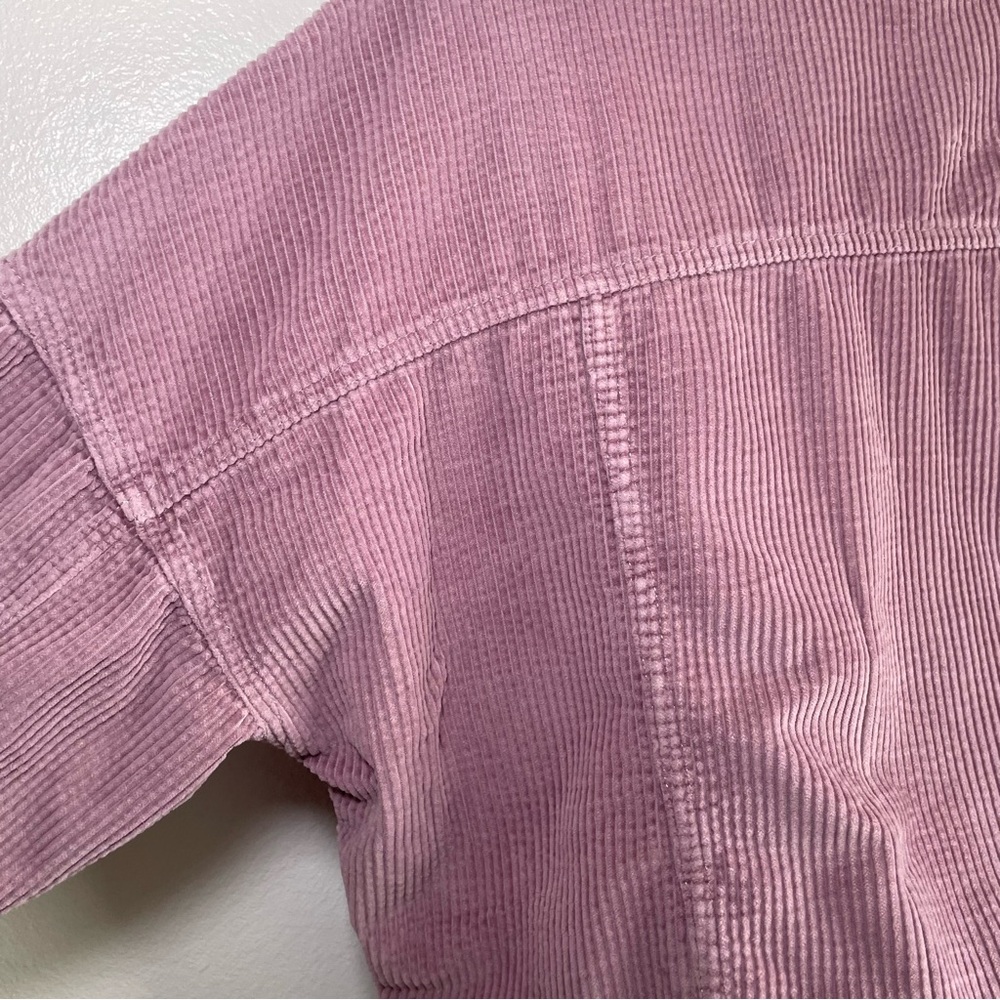 American Eagle Cropped Corduroy Shacket Jacket Mauve Pink Raw Hem Medium - Picture 7 of 9